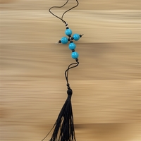 Ръчно изработен кръст от тюркоазени мъниста