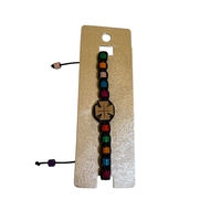 Ръчно изработена гривна с дървен кръст и цветни мъниста