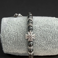 Православна гривна с естествен хематит и кръст