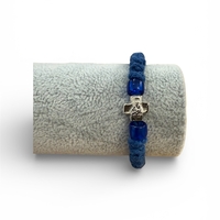 Ръчно плетена синя православна гривна с кръст