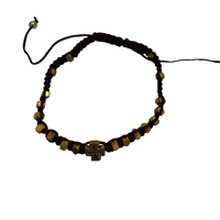 Плетена гривна със златисти елементи и кръст