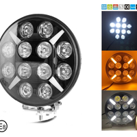LED Диоден Халоген Фар Бял Оранжев Габарит offroad 4x4 Ø 180 мм 12V 24V 12 Диода за джип камион трактор багер