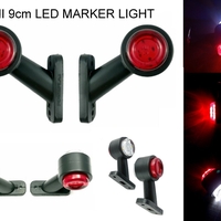Комплект от 2 броя 12- 24V LED ЛЕД къси мини странични габаритни светлини тип рогче въртящи се с ротация за камион ремарке платформа каравана и др. бяло-червен 80 X 60 mm