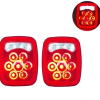 Комплект от 2 броя LED ЛЕД Диодни стопове стоп задна светлина 12V с Неон Neon ефект за камион бус ТИР ремарке каравана 166 x 142 mm