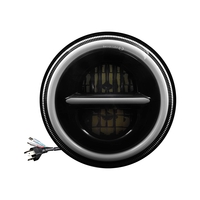 Универсален 7 инча 18см ЛЕД LED фар лампа халоген 12V-24V къси/дълги с DRL дневни светлини мигач бяло-жълто 7500lm за АТВ джип мотоциклет камион трактор и др.