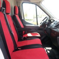 2+1 комплект калъфи / тапицерия - специално ушити за Ford Transit 2013+ - пасват перфектно - с отвор за барчето на двойната седалка - черно и червено