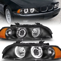 Комплект тунинг фарове с Angel Eyes за BMW 5-та серия E39 1997–2003г. черни с крушки