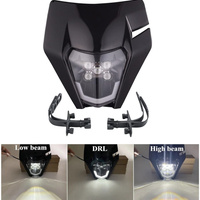 Маска с LED Фар за мотор, мотоциклет Черна с къси и дълги светлини - Универсален модел за ENDURO / Trail / Streetfighter