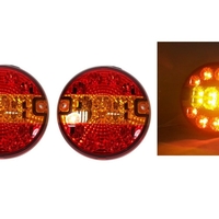 Комплект 2 Броя LED Лед Диоден Стоп Тип Хамбургер, Тънък Slim , Ø14cm, 12V-24V, За Камион, Ремарке, Бус , Каравана, Кемпер