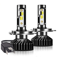 Комплект от 2бр Умалени Мини Лед Led Диодни Крушки H4 Х4 12V 50W 12000lm Mono LED +300% За Фарове Can Bus без грешки къси/дълги