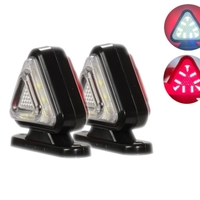Комплект от 2 броя 18LED ЛЕД мини светодиоднен габарит токос тип рогче 12 - 24V бяло - червено с триъгълна форма Неон Ефект за ремаркета платформи камиони и др.
