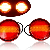 Комплект 2 Броя LED Лед Диоден Стоп Тип Хамбургер Бягащ Диниамичен Мигач, Ефект Неон Ø14cm, 12V-24V, За Камион, Ремарке, Бус , Каравана, Кемпер