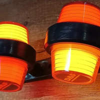 1 брой LED ЛЕД страничен габарит рогче 12 -24V оранжево - червено “old school” Неон Ефект с лого DF