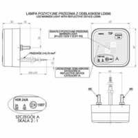 LED Светодиоден Габарит, Светлоотразителен, Стоп, Маркер, Токос, Червен, Е-Mark, 4 LED, 12V-24V, 6.7 см