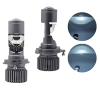 Комплект от 2 броя LED ЛЕД диодни крушки с лупа H4 Х4 12V - 24V 80W 12000LM за фарове Canbus без грешки 6000К-6500К къси/дълги