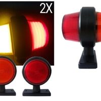 Комплект от 2 броя 12-24V висококачествени ЛЕД LED Диодни Странични Маркери, Рогчета, Светлини За Камион, Ремарке, Каравана, Кемпер АТВ и др., Неон Neon Ефект червено-оранжево