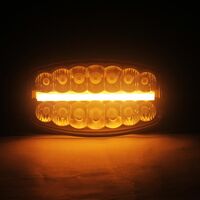 80W LED Лед Фар Халоген с DRL дневни светлини габарит бяло - оранжево неон ефект 24,5см x 13,9см, 4100lm, 12V - 24V, E-Mark Подходящ За DAF MAN Scania Volvo и др.