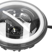 Универсален 7 инча 18см ЛЕД LED фар лампа халоген 12V-24V къси/дълги с DRL дневни светлини мигач бяло-жълто 7500lm за АТВ джип мотоциклет камион трактор и др.