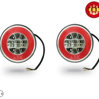 Комплект LED Светодиодни Стопове с Неон Ефект, Кръгли, Тип Хамбургер 12V-24V, E4, Ø14 см