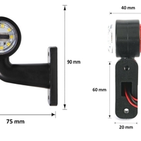 Комплект от 2 броя 12- 24V LED ЛЕД къси мини странични габаритни светлини тип рогче въртящи се с ротация за камион ремарке платформа каравана и др. бяло-червен 75 X 60 mm