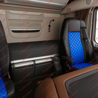 Комплект 1+1 тапицерия от еко кожа за DAF XF 106 2015-2021 - синьо-черно