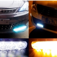 Комплект Предни Мощни 9 Led Лед Диодни Дневни Светлини С Мигач - Функция Динамичен Бягащ Мигач - 12V 36W