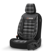 Комплект Луксозна Тапицерия OTOM текстил с еко кожа GTI SPORTS Design – Черна с бял шев, за Предни и Задни Седалки