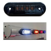 Опушен LED габарит, маркер, токос, Оранжев, 4 диода, 12V-24V - с извит гръб за монтаж на Ролбар, Булбар