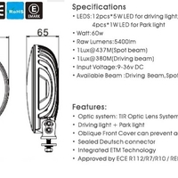 LED Диоден Халоген Фар Бял Оранжев Габарит offroad 4x4 Ø 180 мм 12V 24V 12 Диода за джип камион трактор багер