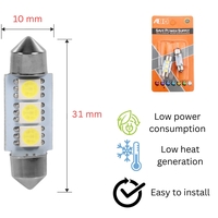 Комплект 2 бр. LED крушки C5W 31 mm, 3x SMD 5050, 6000–6500K бяла светлина – блистер