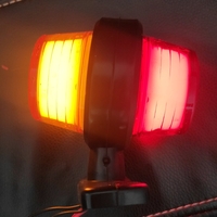 Комплект от 2 броя LED ЛЕД страничен габарит рогче 12 -24V оранжево - червено “old school” Неон Ефект с лого Iv