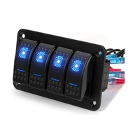 Панел за вграждане с 4 бутона ON-OFF универсални 12-24V за LED светлини бар фарове лебедки лампи за кола камион каравана джипове лодка и др.