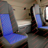 Комплект 1+1 тапицерия от еко кожа за MERCEDES ACTROS MP4 EURO 6 2015-2021 - синьо-черно