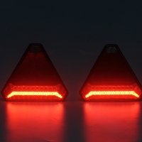 Комплект Безжични Преносими Диодни Лед Led Стопове Wireless с Магнит и Вендуза Неон Neon Ефект Иновационен дизайн триъгълна форма 12V за Ремарке Каравана Платформа и др.