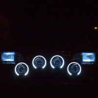 23см Кръгъл халогенен фар светлини за мъгла с насочена светлина + LED Angel Eye ЛЕД Функция Ангелски Очи 12/24V Бяла светлина Бял