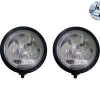 Комплект 2 Броя Халоген, Фар, Ø 225мм, 12V 24V, Крушка H1 + 6 LED ЛЕД Диода, E-Mark, За Камион, Трактор, Багер, Земеделски Машини и др.