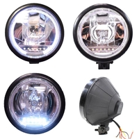 Един 1 Брой Халоген, Фар, Ø 225мм, 12V 24V, Крушка H1 + 6 LED ЛЕД Диода, E-Mark, За Камион, Трактор, Багер, Земеделски Машини и др.
