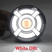 Универсален 7 инча 18см ЛЕД LED фар лампа халоген 12V-24V къси/дълги с DRL дневни светлини мигач бяло-жълто 4800lm за АТВ джип мотоциклет камион трактор и др.