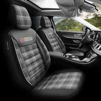 Комплект Луксозна Тапицерия OTOM текстил с еко кожа GTI SPORTS Design – Черна с бял шев, за Предни и Задни Седалки