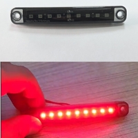 Опушен LED габарит маркер с 9 диода, Червен, 12V-24V - 10 см