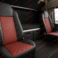 Комплект 1+1 тапицерия от еко кожа за MAN TGX 2015-2020 - червено-черно