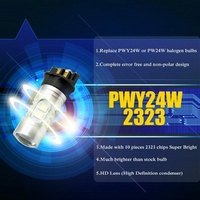 Комплект от 2 броя LED крушки PW24W / PWY24W – 2323 SMD бяла светлина 6000K 360° 12–30V, Canbus без грешки