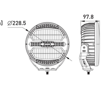 LED комбиниран халоген Flexzon Ø228 мм 12–24V, 175W, 11000 lm, оранжев/бял DRL и аварийна блиц светлина с 4 режима, E-mark, IP67/69K