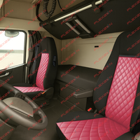 Комплект 1+1 тапицерия от еко кожа за VOLVO FH EURO 6 2016-2020 - червено-черно