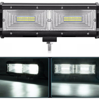 Универсален 144W Лед LED Халоген Фар Работна Лампа 12V - 24V с Разпръсната Flood Светлина за автомобил офроуд бус ван камион 24cm