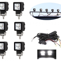 Комплект от 6 броя Лед LED Халогени Лампи с окабеляване Бяла Flood + Бяла DRL Светлина 12V - 24V за Off Road 4X4 SUV джип мотор автомобил камион градина и др.