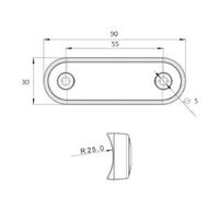 Опушен LED габарит, маркер, токос, Червен, 4 диода, 12V-24V - с извит гръб за монтаж на Ролбар, Булбар