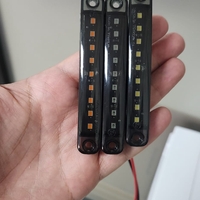 Опушен LED габарит маркер с 9 диода, Червен, 12V-24V - 10 см