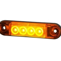 LED Светодиоден Габарит, Маркер, Токос, Жълт, Оранжев, Овален, Е-Mark, 4 LED, 12V-24V, 8 см