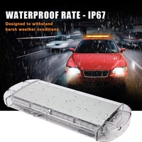 12V 24V Лед Led Диодна Мощна Аварийна Сигнална Лампа Буркан с Магнит 55см 10 режина Бяло Стъкло За Пътна Помощ Платформа Снегорин и др.